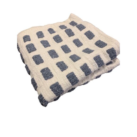 Serena & Lily Cotton Woven Checker Pillow Cover 21"x 22" Blue/White - Picture 2 of 8